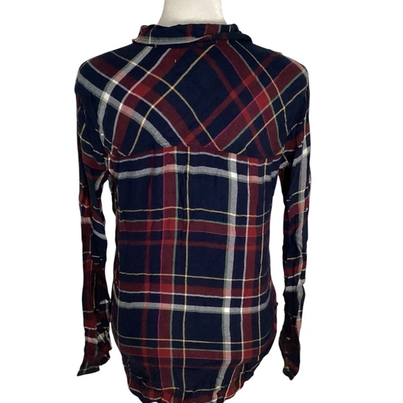 Abercrombie & Fitch Small Navy and Red Plaid Button Up Collared Shirt - Picture 7 of 10